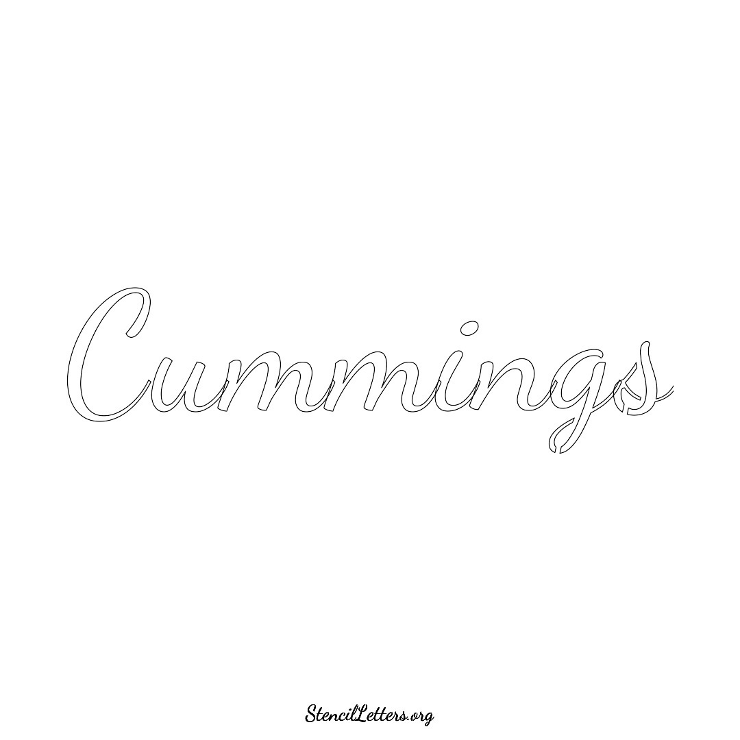 Cummings name stencil in Cursive Script Lettering