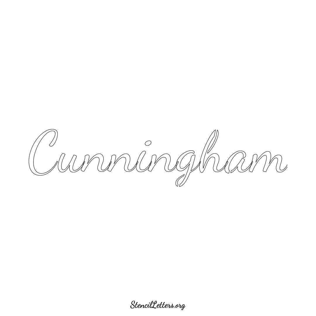 Cunningham name stencil in Cursive Script Lettering