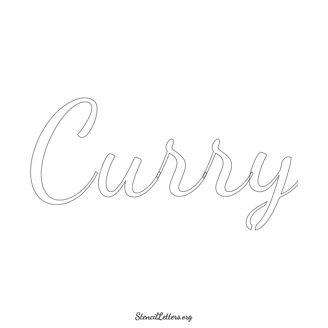 Curry name stencil in Cursive Script Lettering
