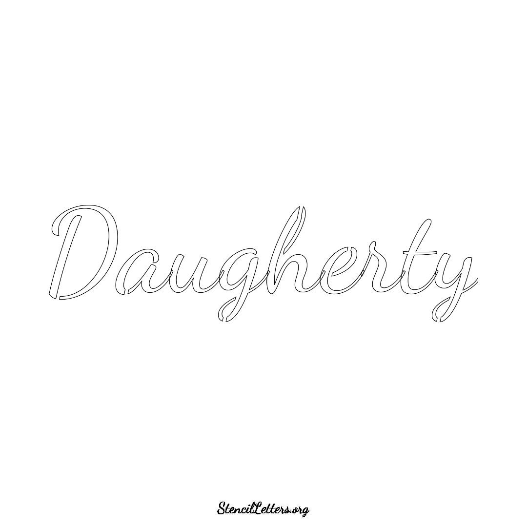 Daugherty name stencil in Cursive Script Lettering