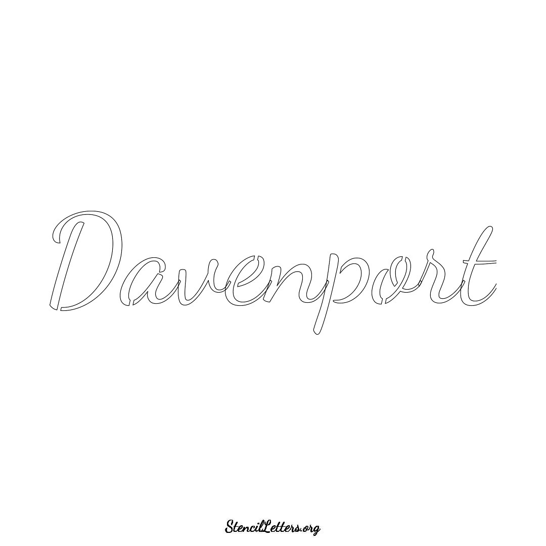 Davenport name stencil in Cursive Script Lettering