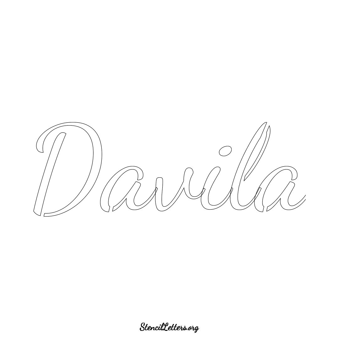 Davila name stencil in Cursive Script Lettering