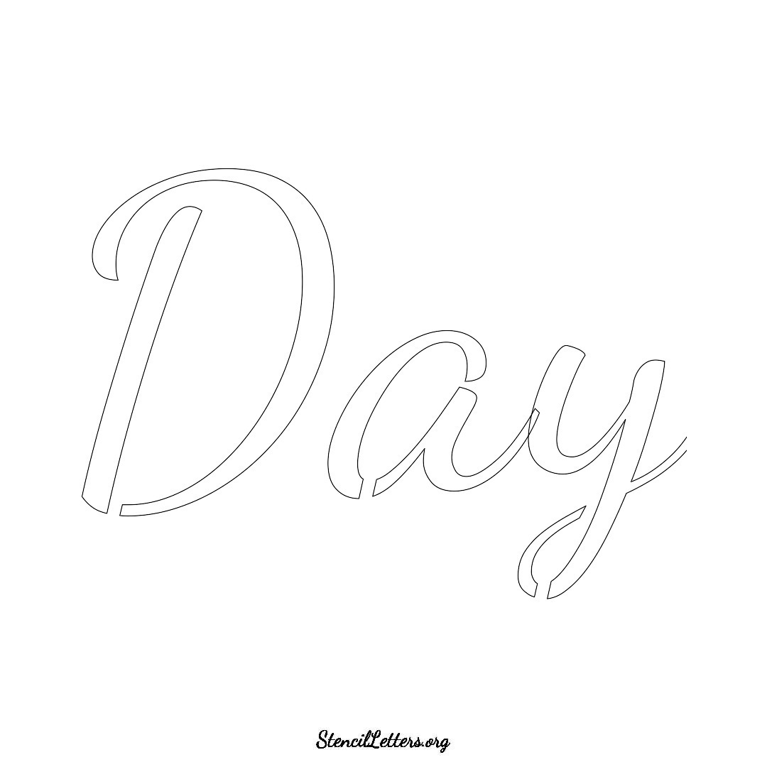 Day name stencil in Cursive Script Lettering