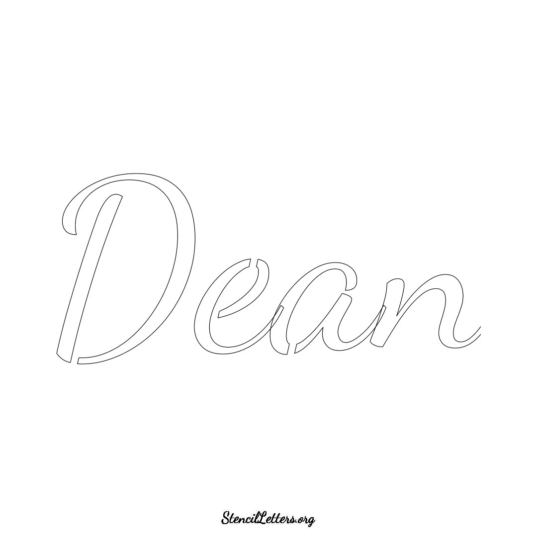 Dean name stencil in Cursive Script Lettering