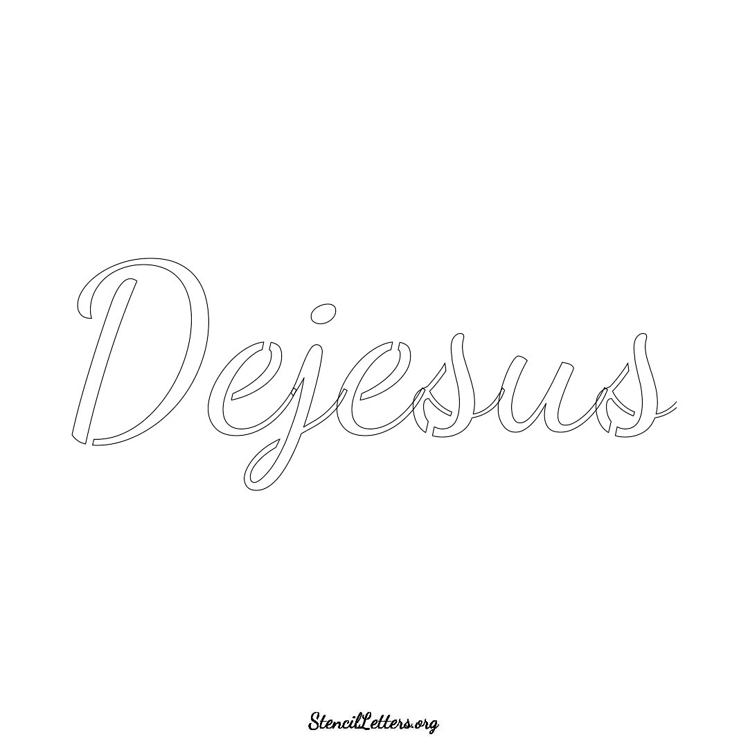 Dejesus name stencil in Cursive Script Lettering