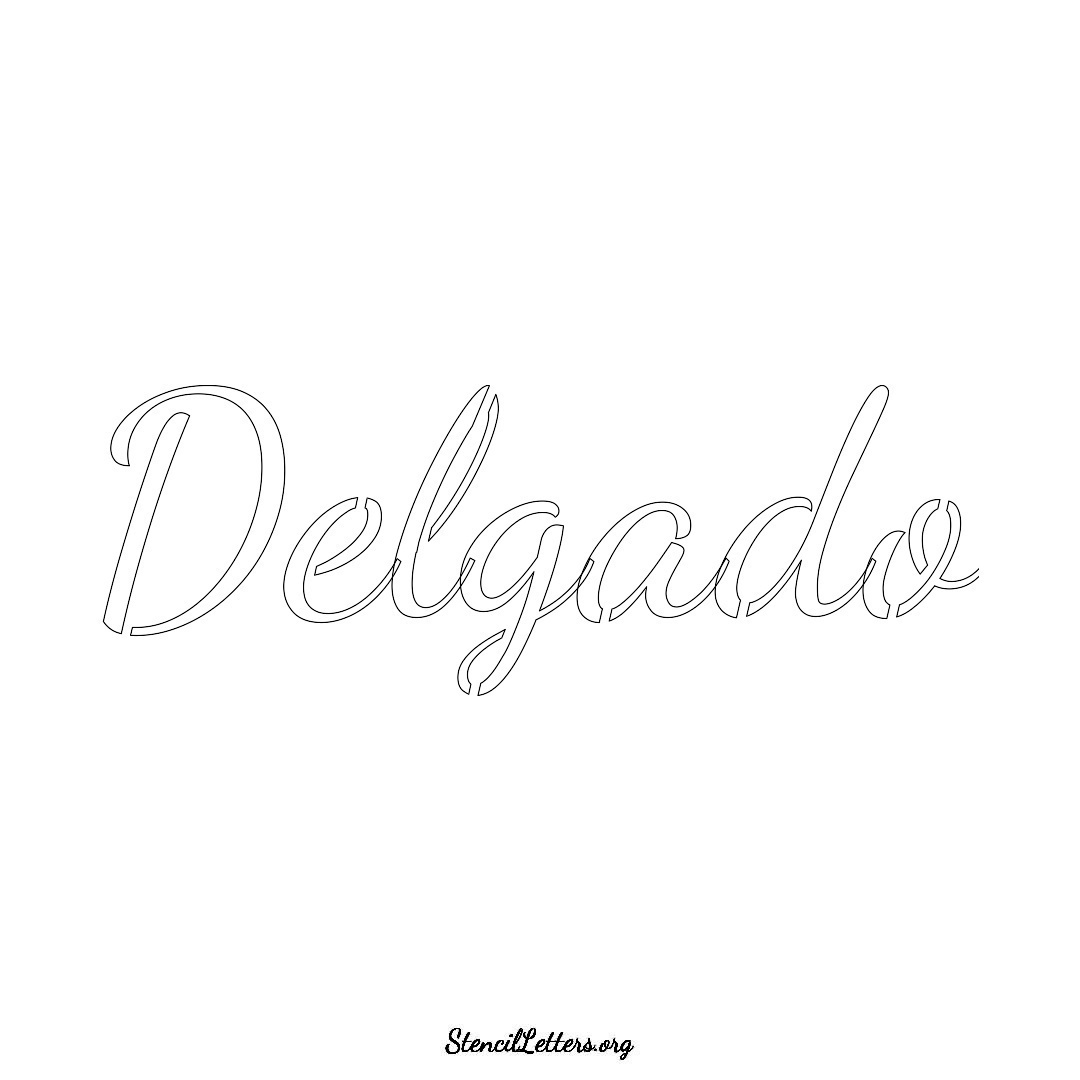 Delgado name stencil in Cursive Script Lettering