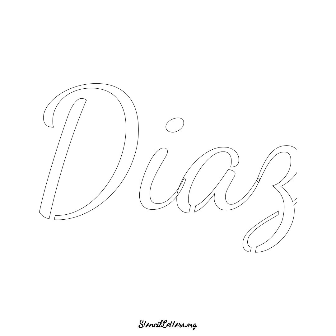 Diaz name stencil in Cursive Script Lettering