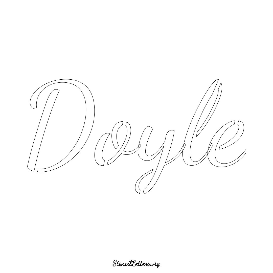 Doyle name stencil in Cursive Script Lettering