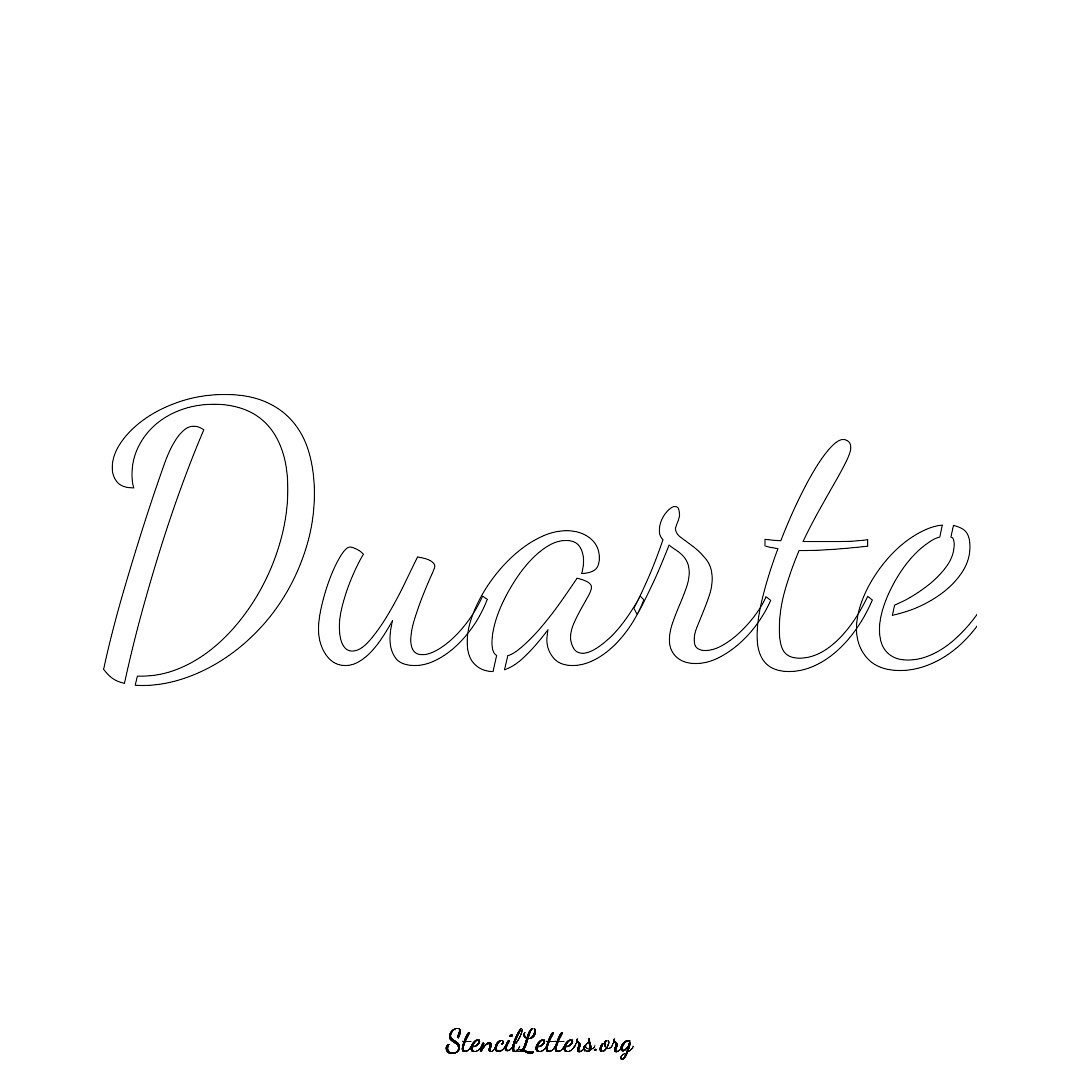 Duarte name stencil in Cursive Script Lettering