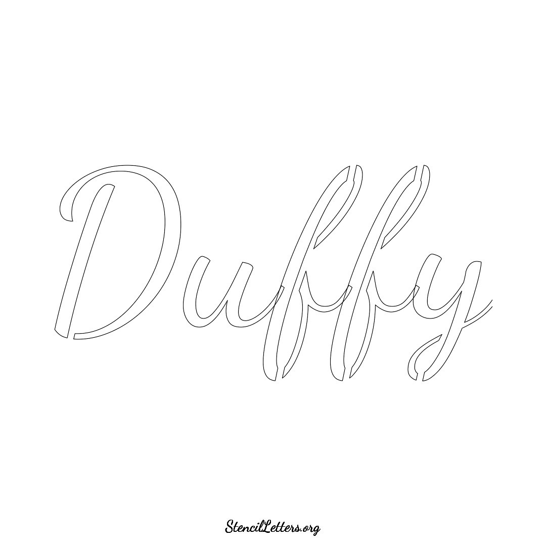 Duffy name stencil in Cursive Script Lettering