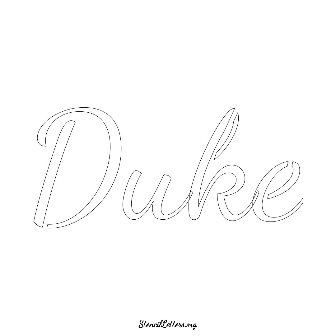 Duke name stencil in Cursive Script Lettering