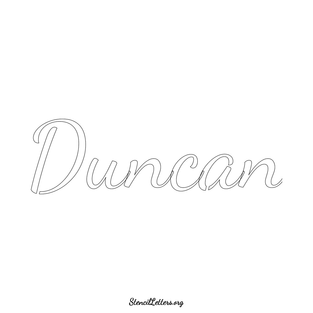 Duncan name stencil in Cursive Script Lettering