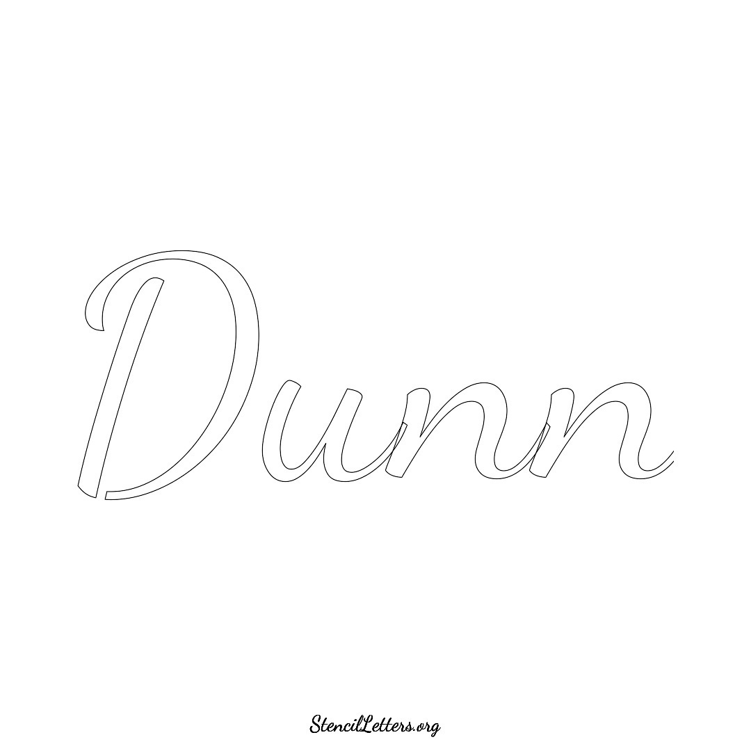 Dunn name stencil in Cursive Script Lettering