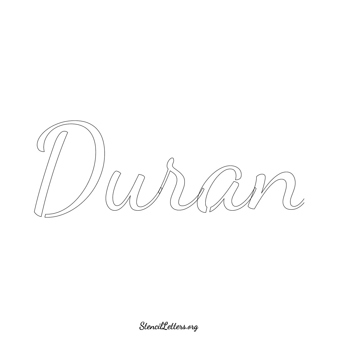 Duran name stencil in Cursive Script Lettering