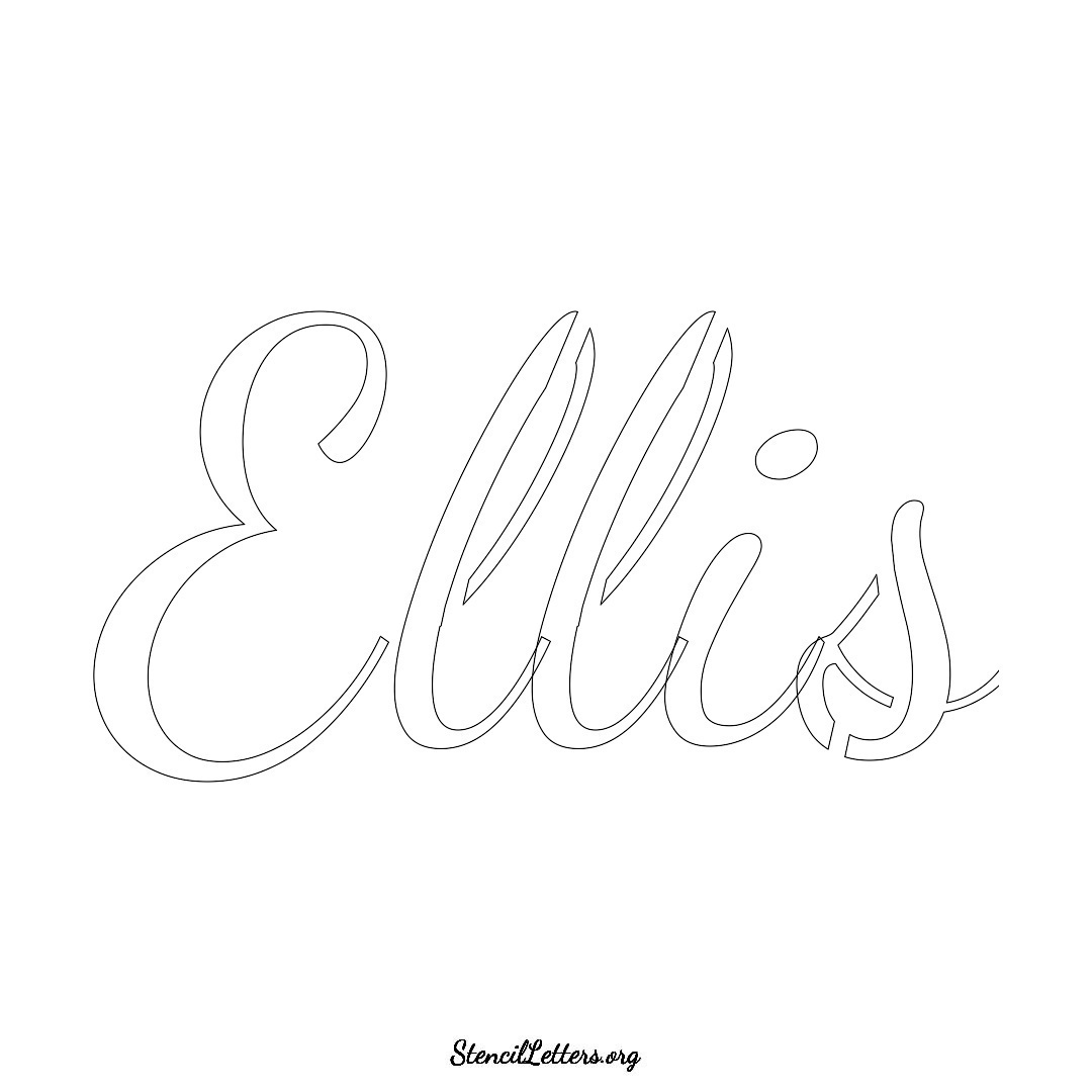 Ellis name stencil in Cursive Script Lettering