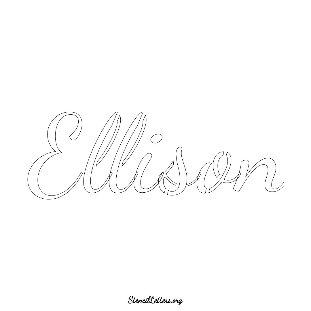 Ellison name stencil in Cursive Script Lettering