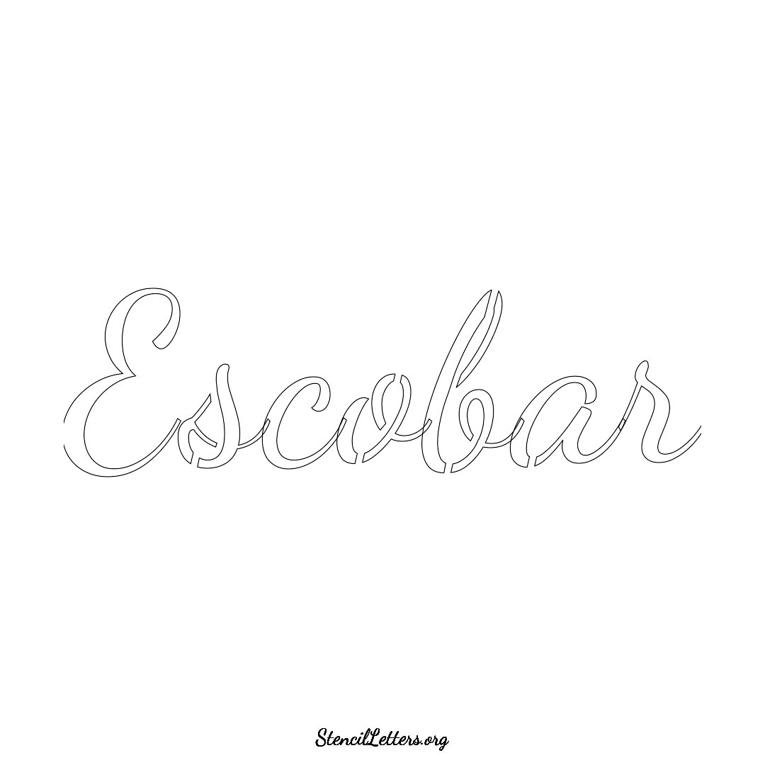 Escobar name stencil in Cursive Script Lettering