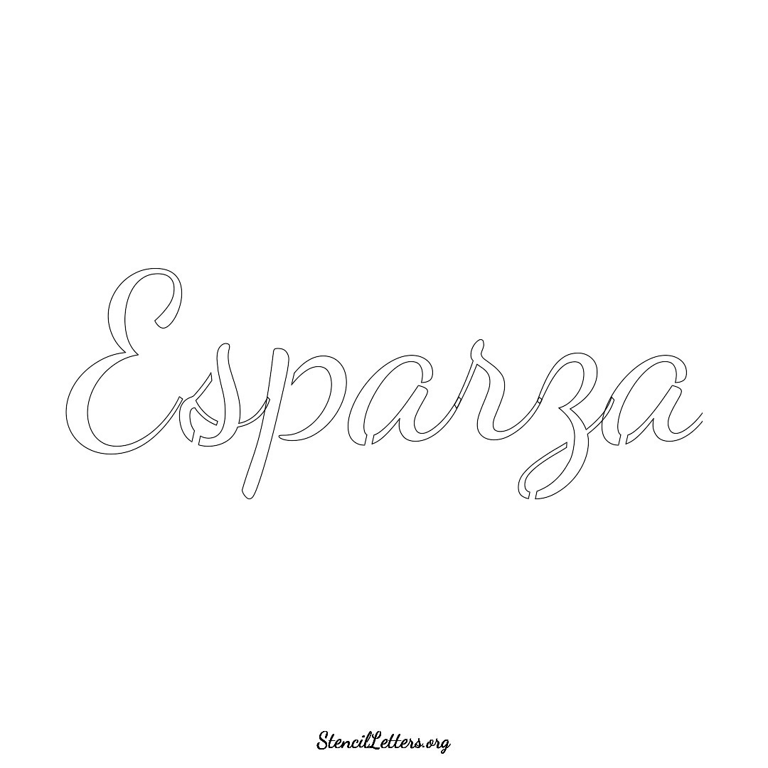 Esparza name stencil in Cursive Script Lettering