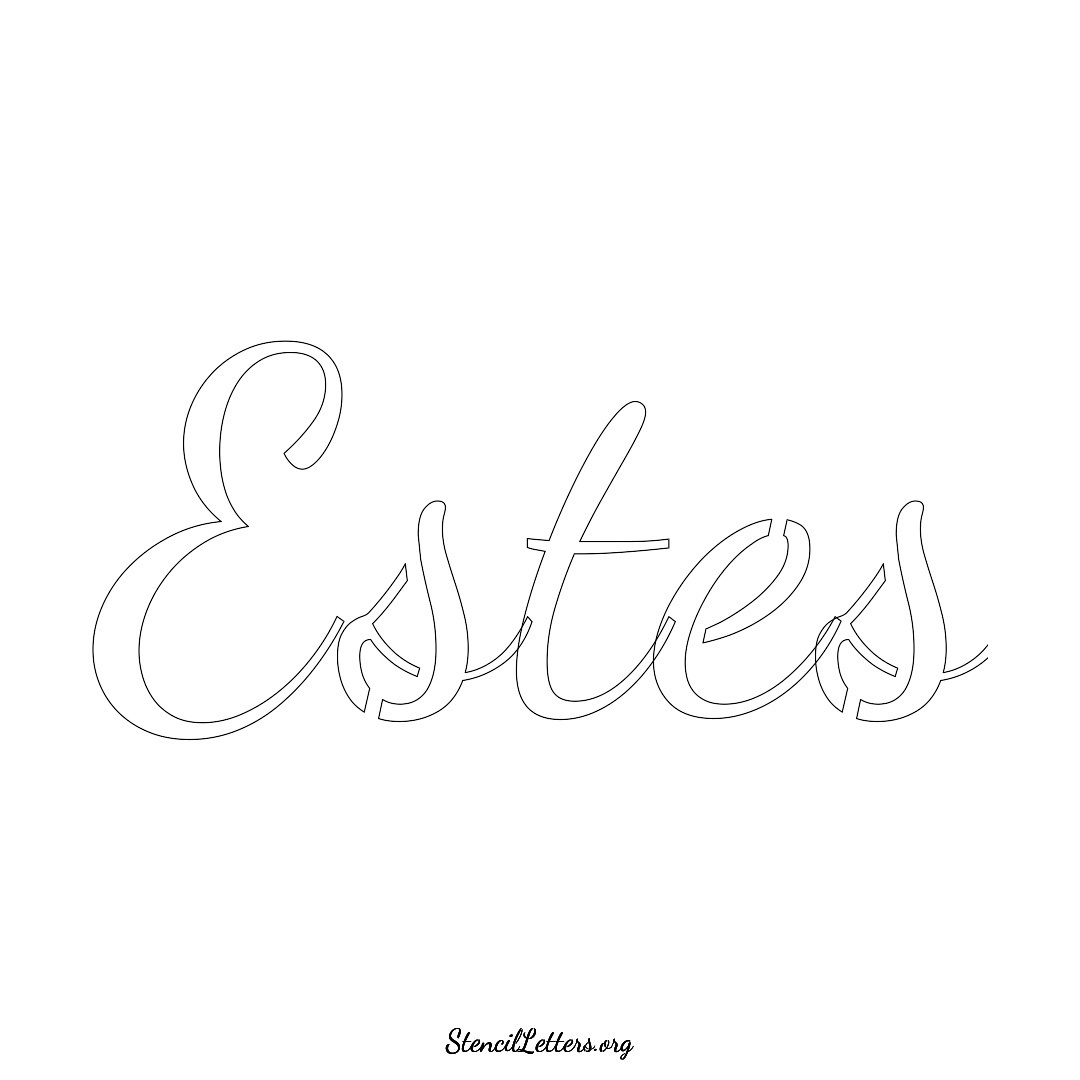 Estes name stencil in Cursive Script Lettering