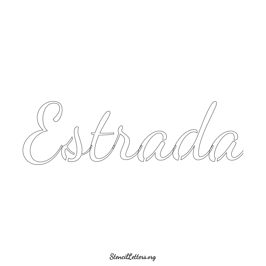 Estrada name stencil in Cursive Script Lettering