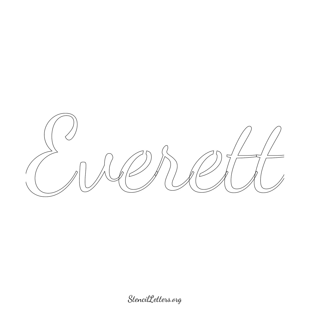 Everett name stencil in Cursive Script Lettering