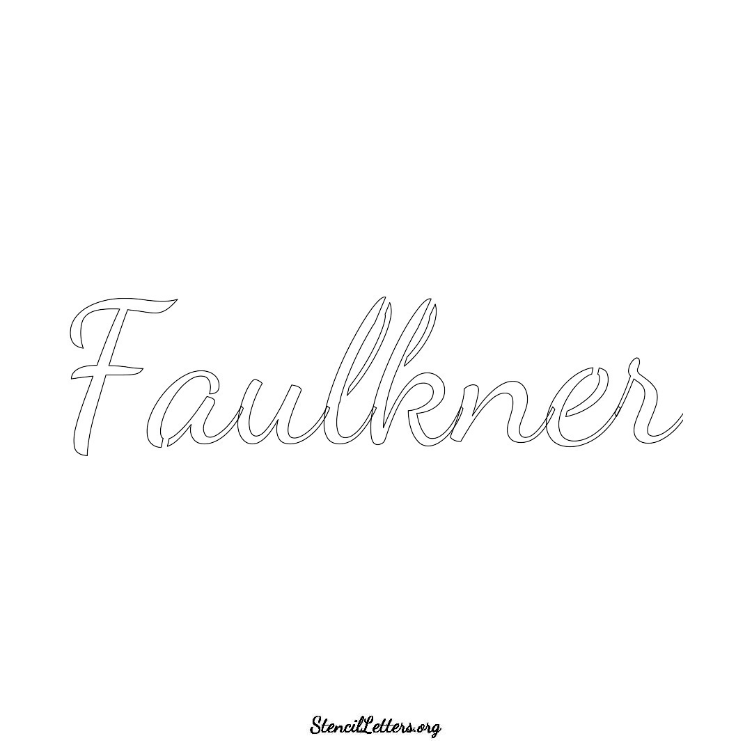 Faulkner name stencil in Cursive Script Lettering