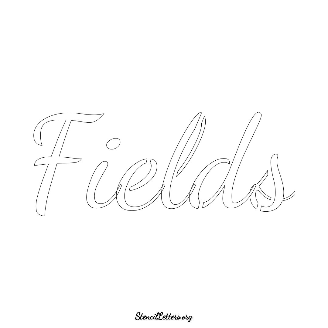 Fields name stencil in Cursive Script Lettering