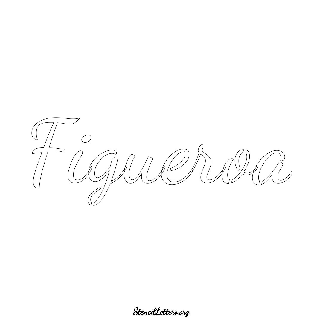 Figueroa name stencil in Cursive Script Lettering