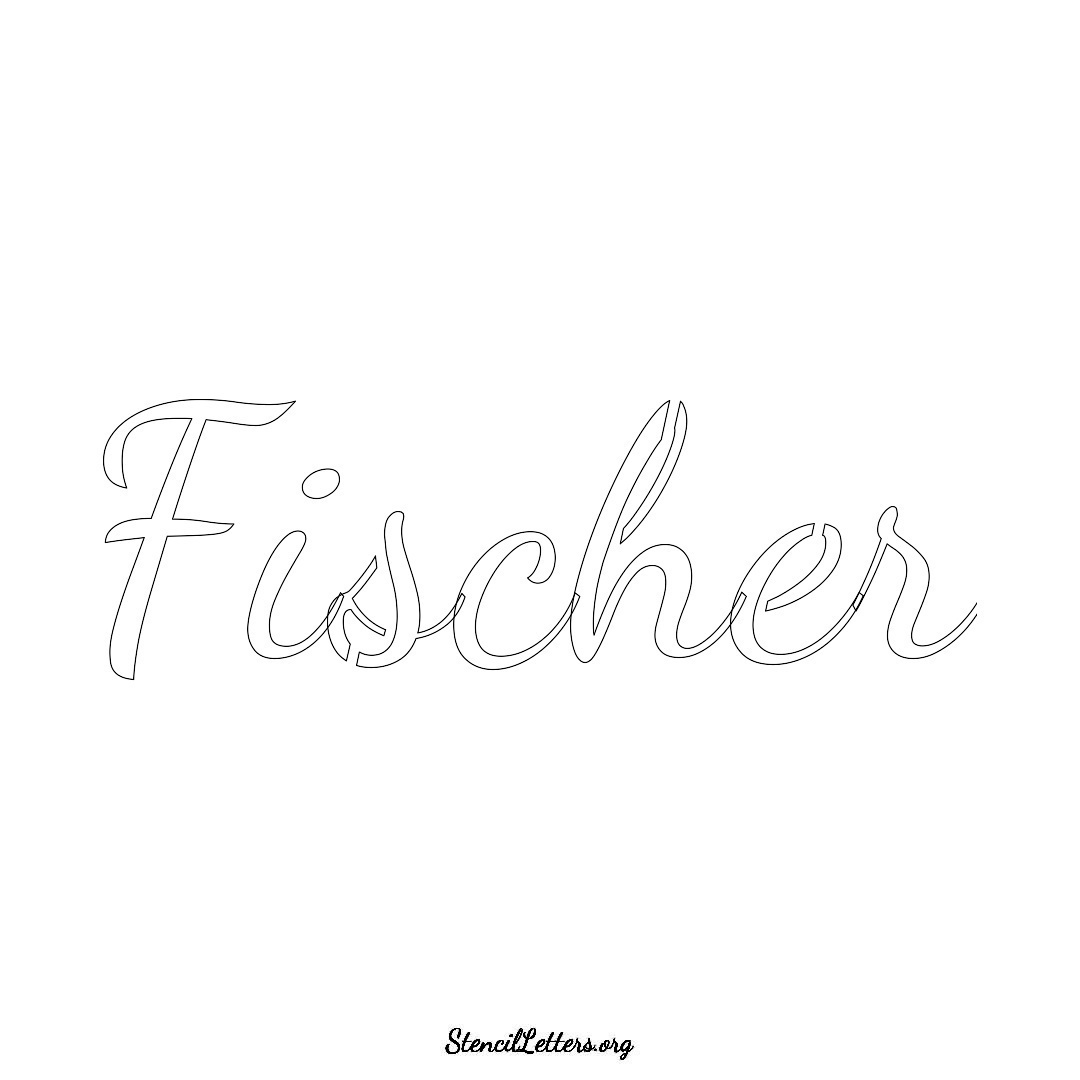 Fischer name stencil in Cursive Script Lettering