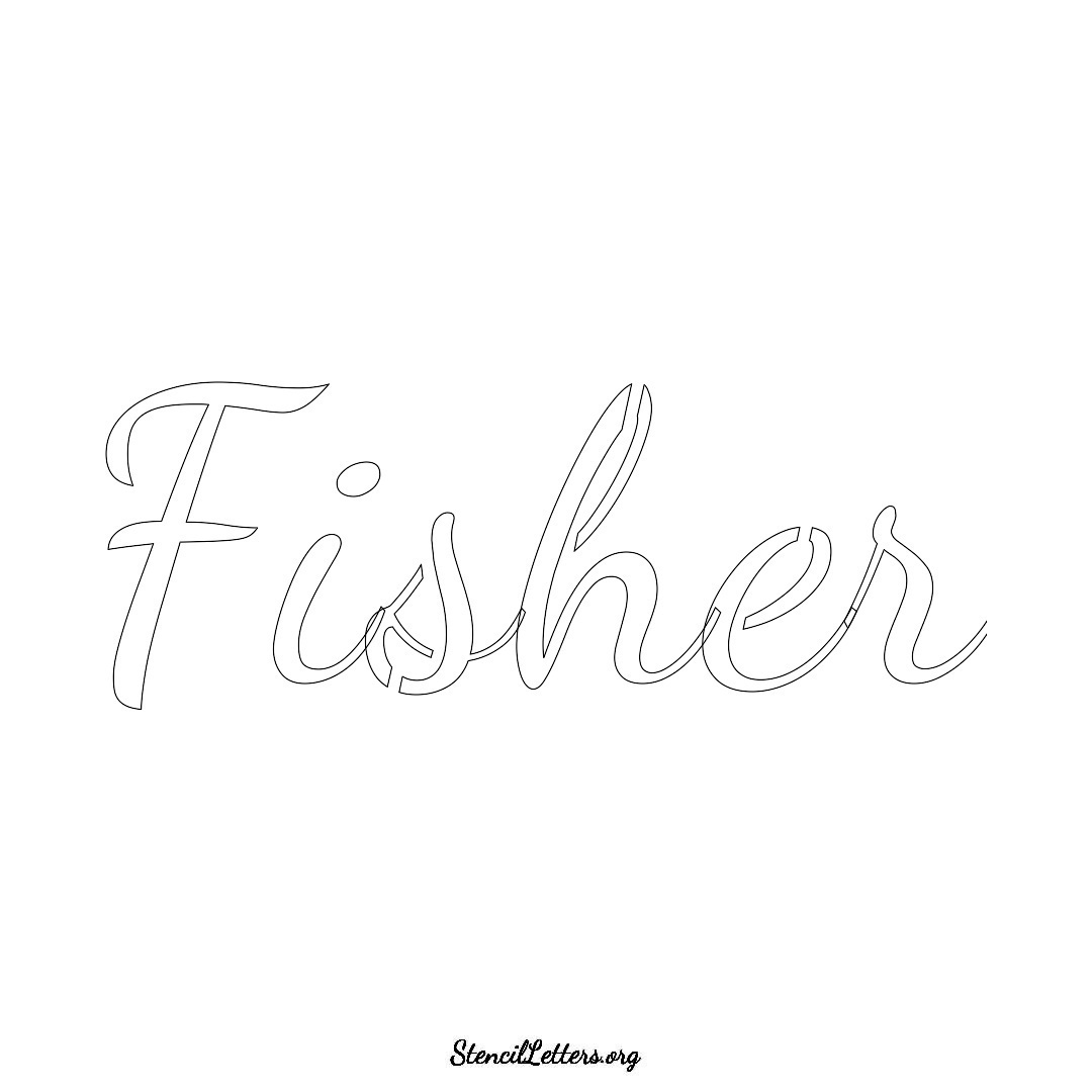 Fisher name stencil in Cursive Script Lettering