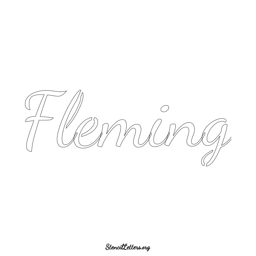 Fleming name stencil in Cursive Script Lettering