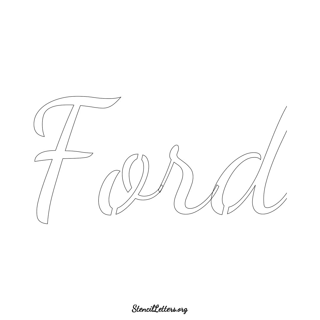 Ford name stencil in Cursive Script Lettering