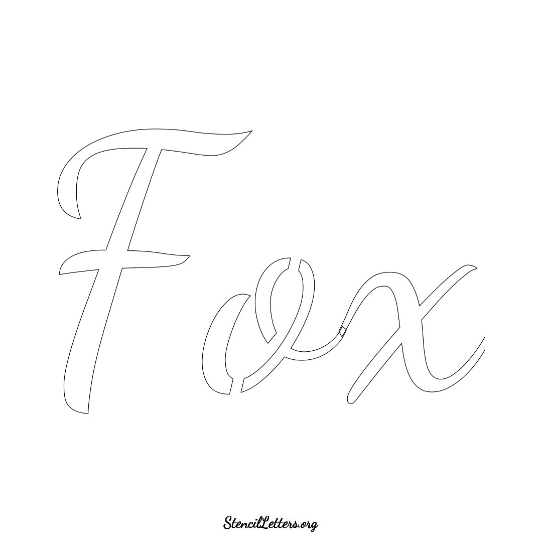 Fox name stencil in Cursive Script Lettering