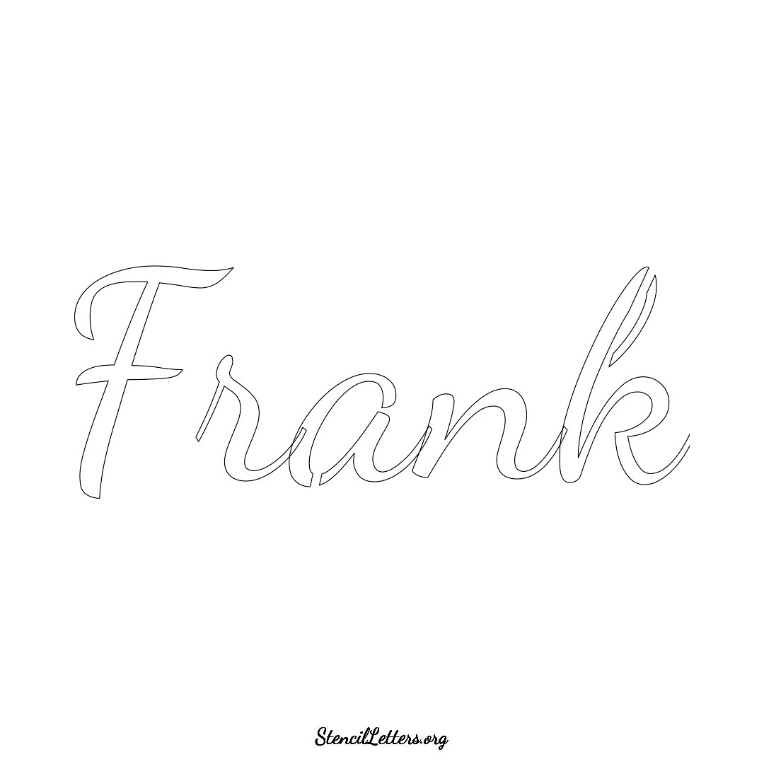 Frank name stencil in Cursive Script Lettering