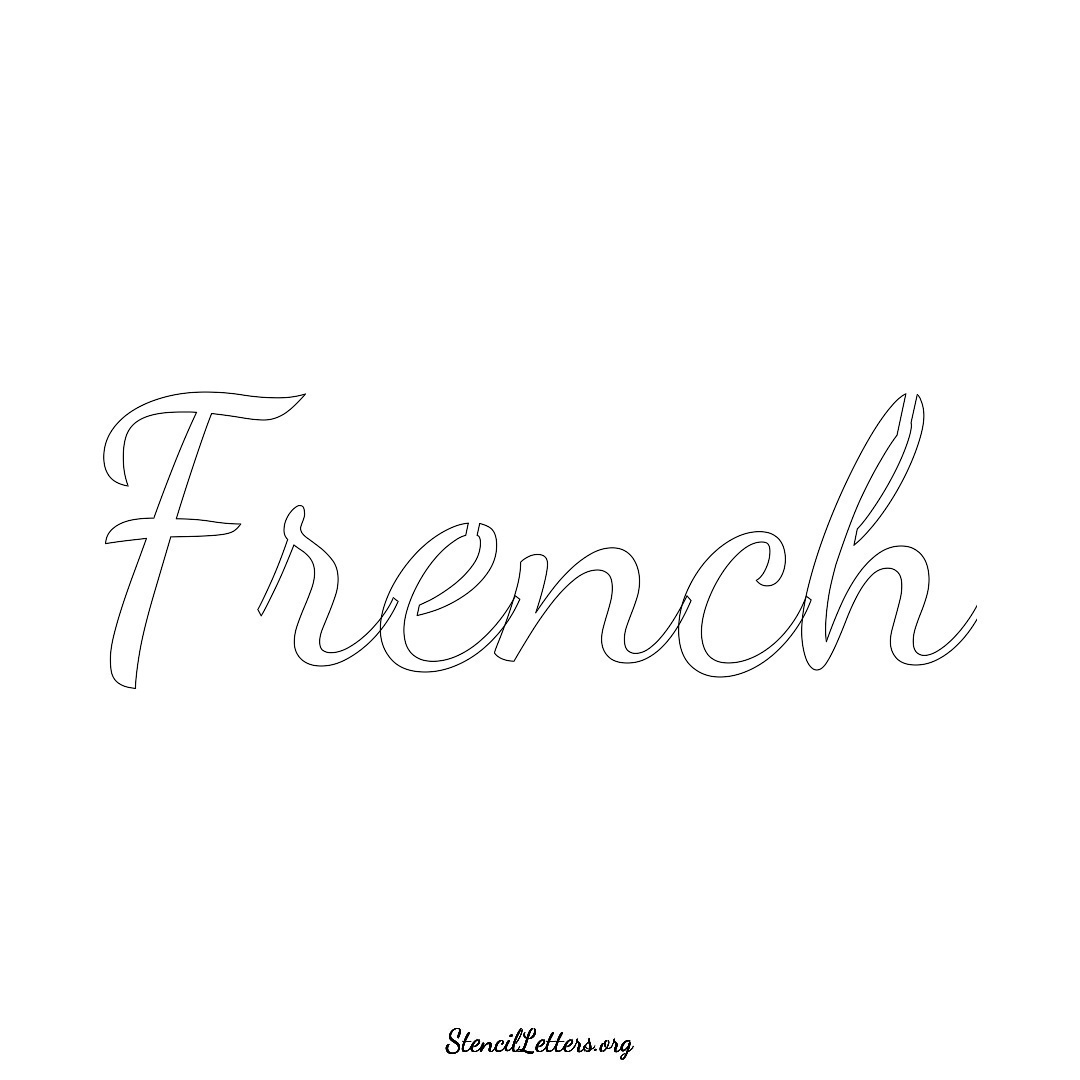 French name stencil in Cursive Script Lettering