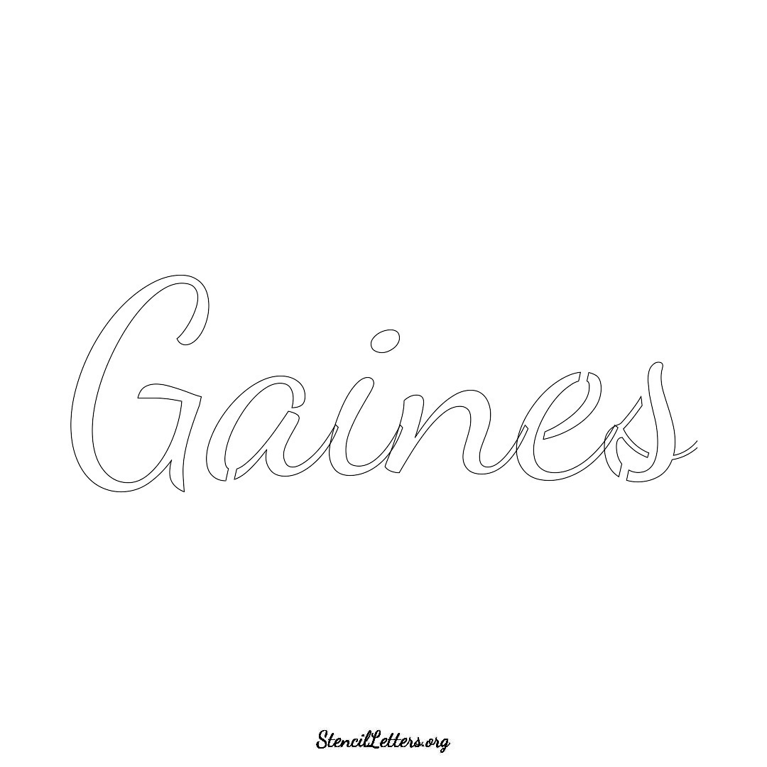 Gaines name stencil in Cursive Script Lettering