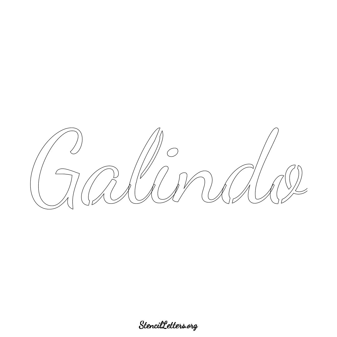 Galindo name stencil in Cursive Script Lettering