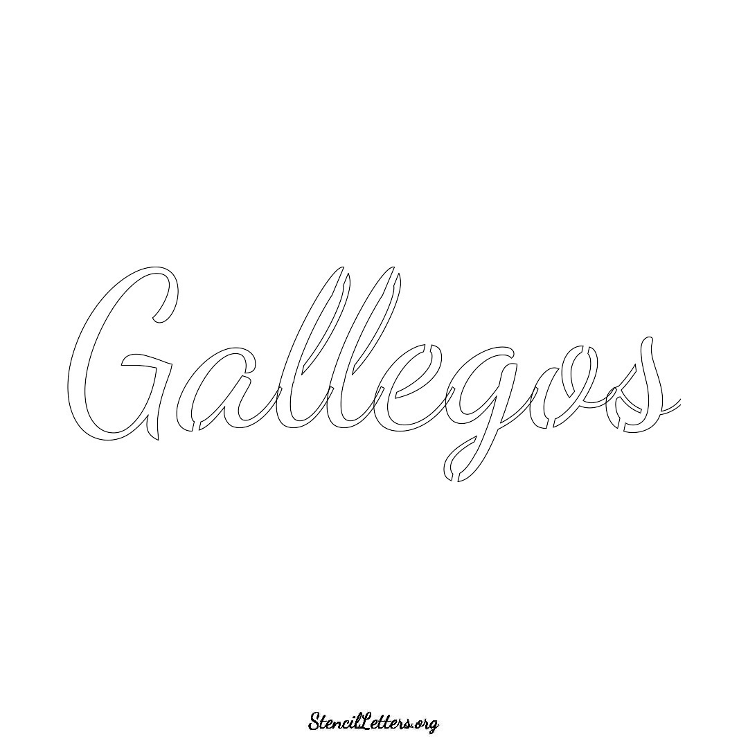 Gallegos name stencil in Cursive Script Lettering