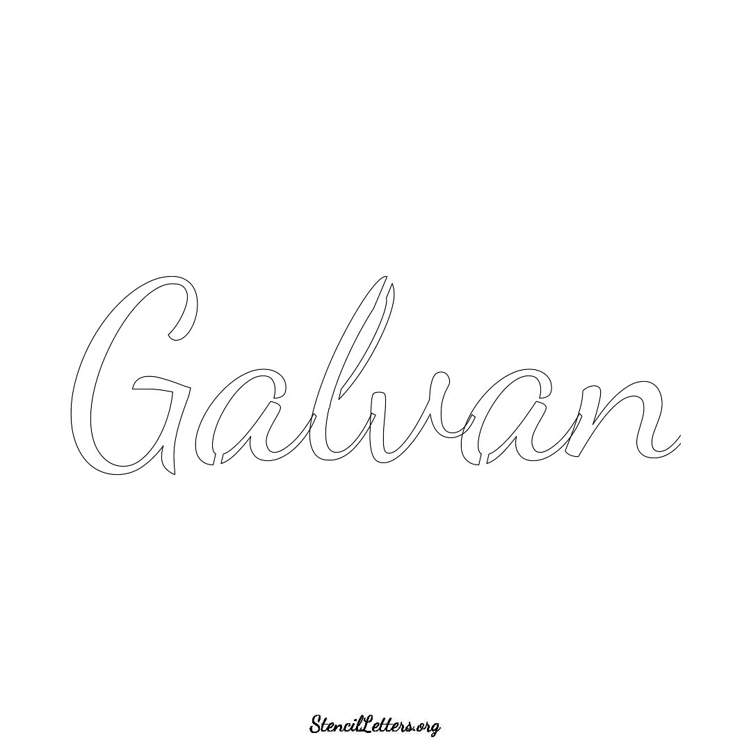 Galvan name stencil in Cursive Script Lettering