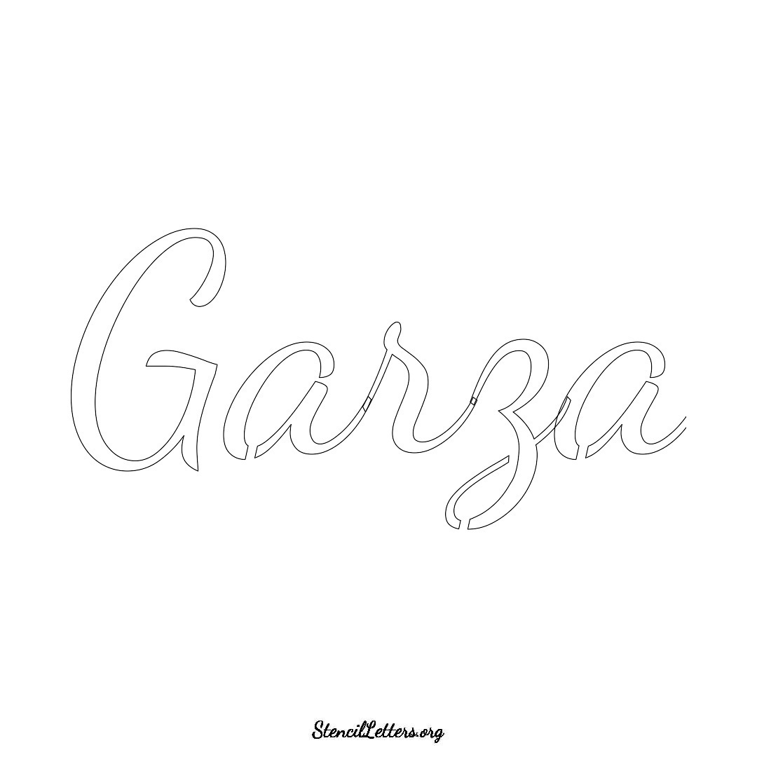 Garza name stencil in Cursive Script Lettering