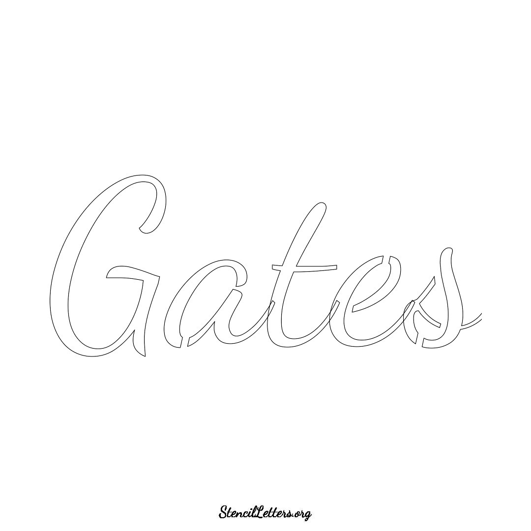 Gates name stencil in Cursive Script Lettering