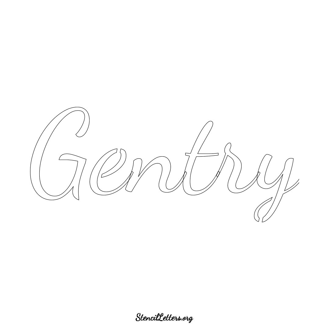 Gentry name stencil in Cursive Script Lettering