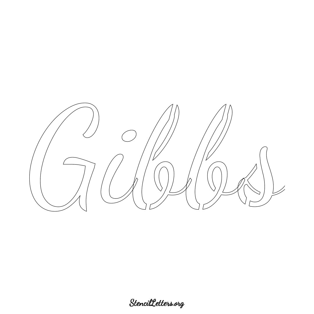 Gibbs name stencil in Cursive Script Lettering