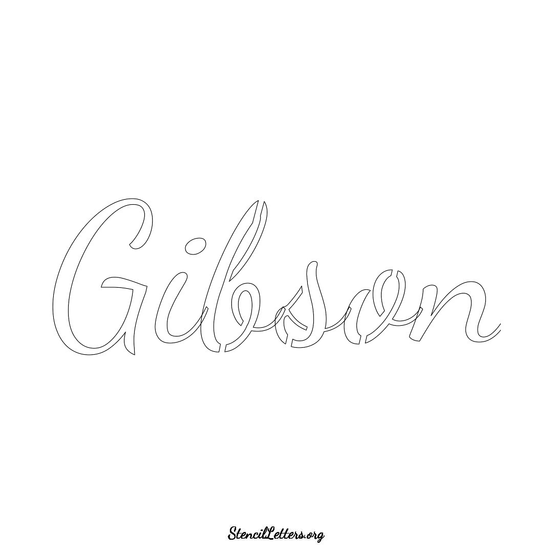 Gibson name stencil in Cursive Script Lettering