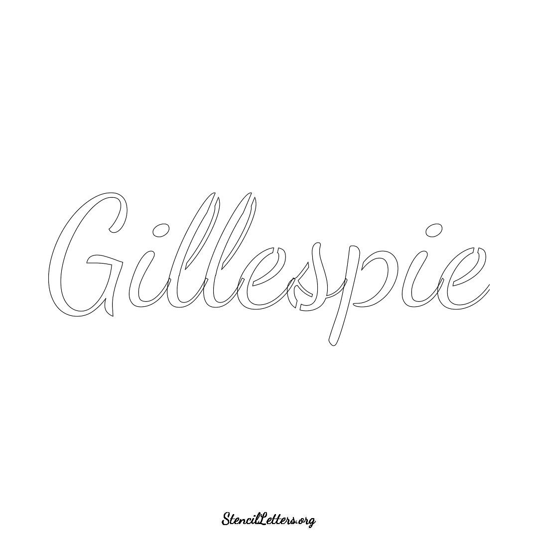 Gillespie name stencil in Cursive Script Lettering