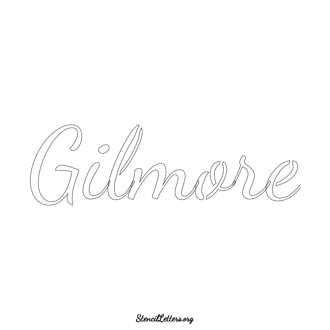 Gilmore name stencil in Cursive Script Lettering