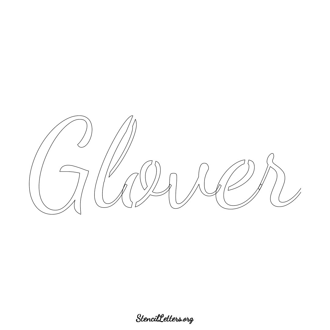 Glover name stencil in Cursive Script Lettering