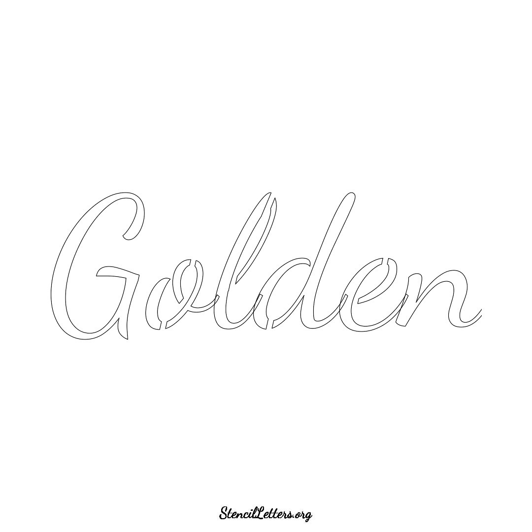 Golden name stencil in Cursive Script Lettering