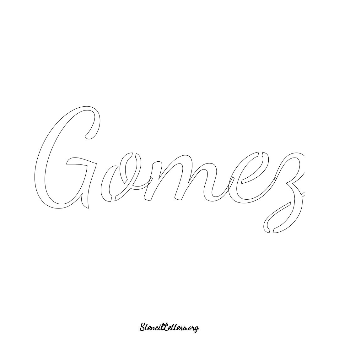 Gomez name stencil in Cursive Script Lettering