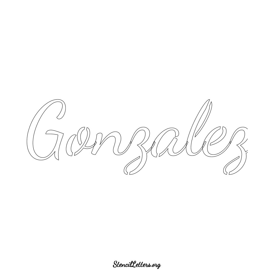 Gonzalez name stencil in Cursive Script Lettering